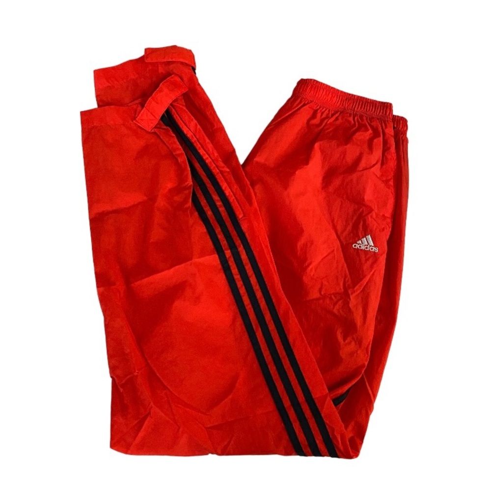 Vintage Orange Adidas Track Pants with Navy Blue Stripe